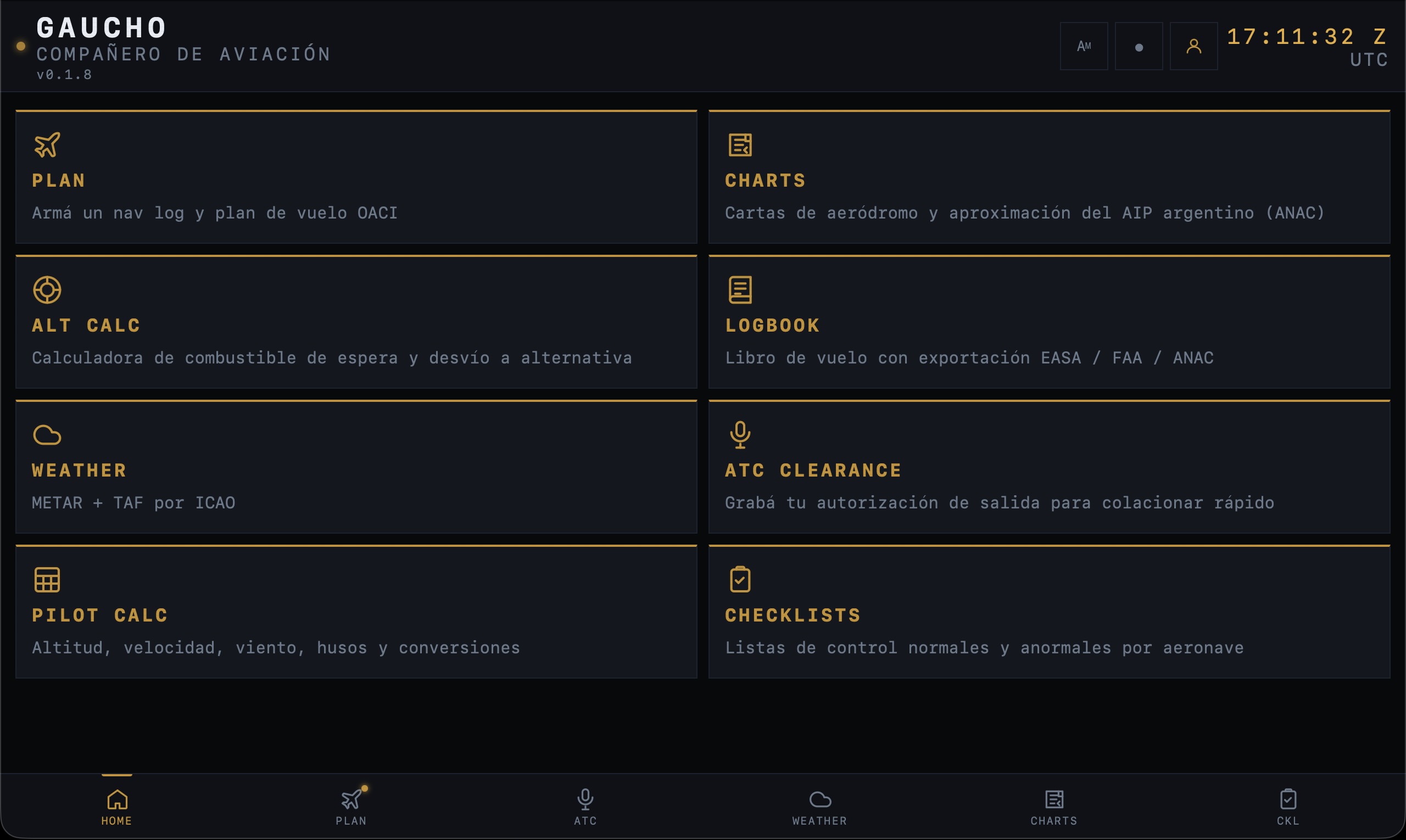 Nav log en modo oscuro